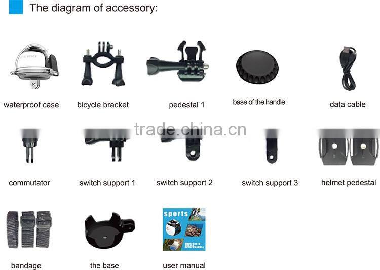 Newest Products 2016 360 degree hd sport video Wifi Action camera digital camera