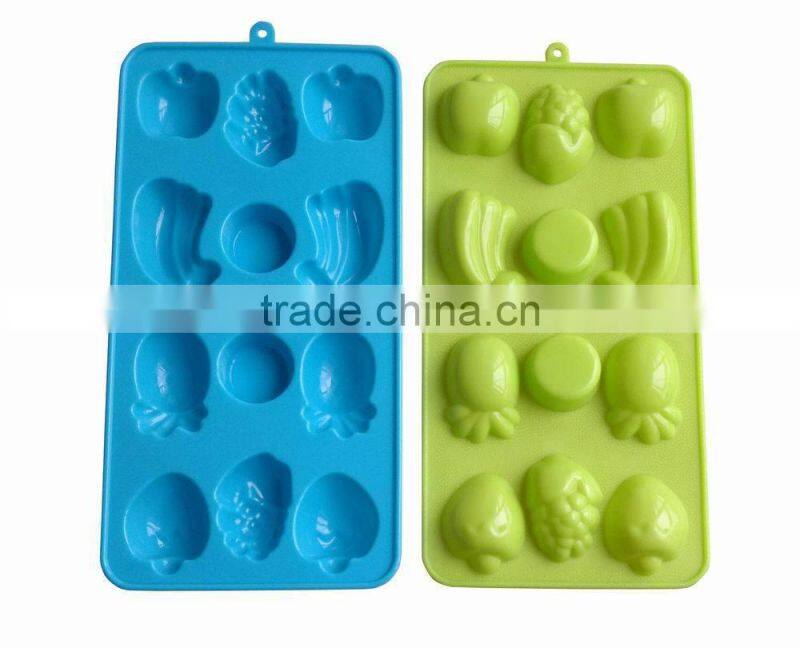 2014 fruit design lfgb food safety Factory 12 holes Silicone Ice Tray