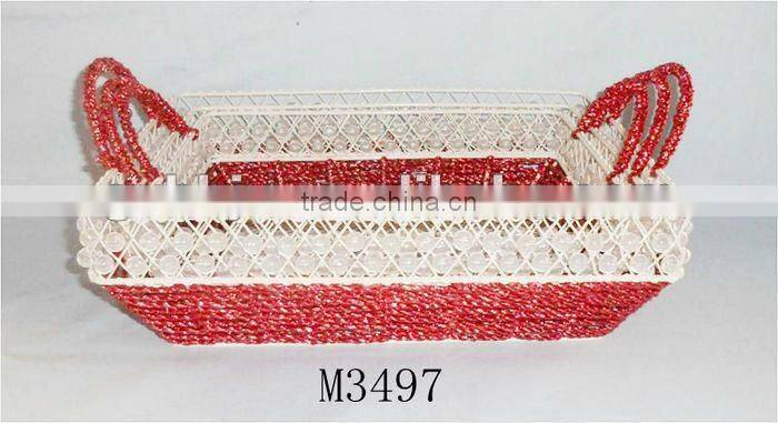 Rectangle Iron Silver string gift storage basket for wedding favor