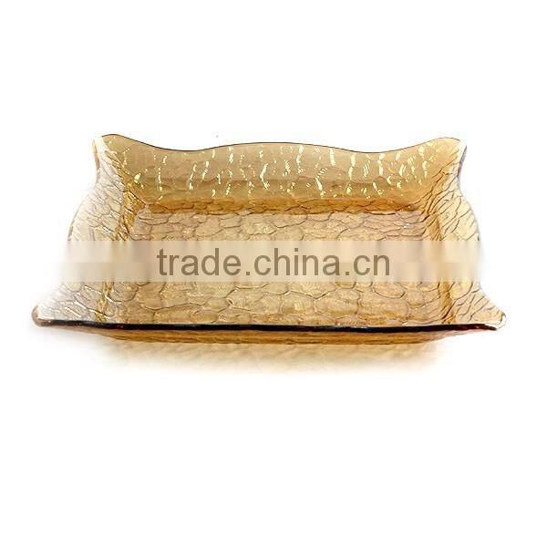 hot sale elegant gold salad plate for holiday cheap glass plate for party