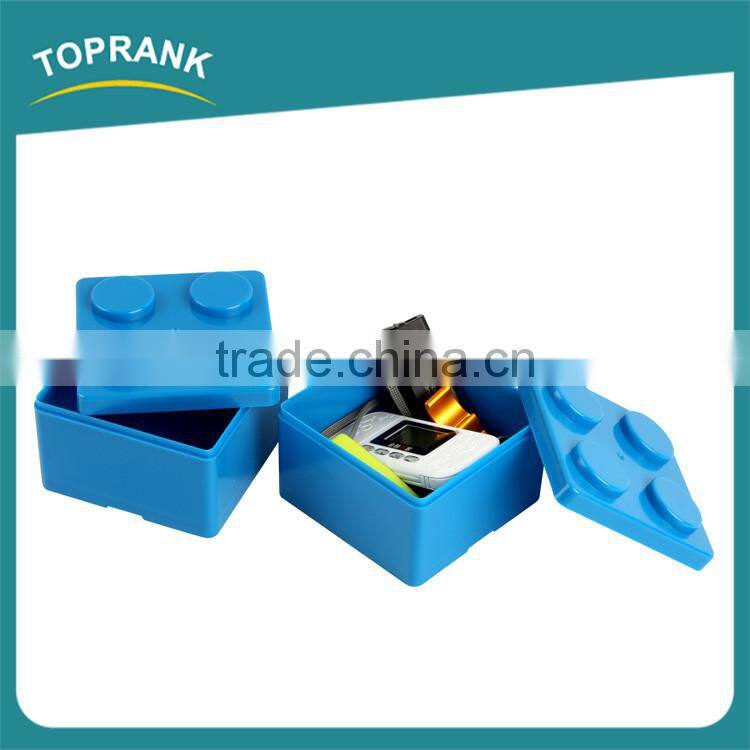 Multi-function desktop storage building blocks design plastic storage box with lid