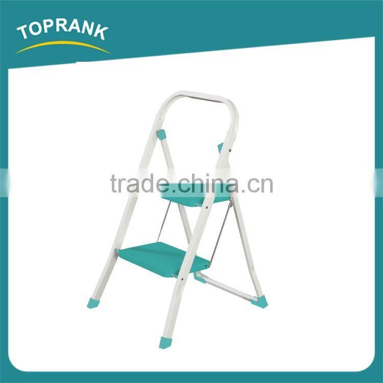Household 2 Steps Folding Iron Ladder With Powder Coated