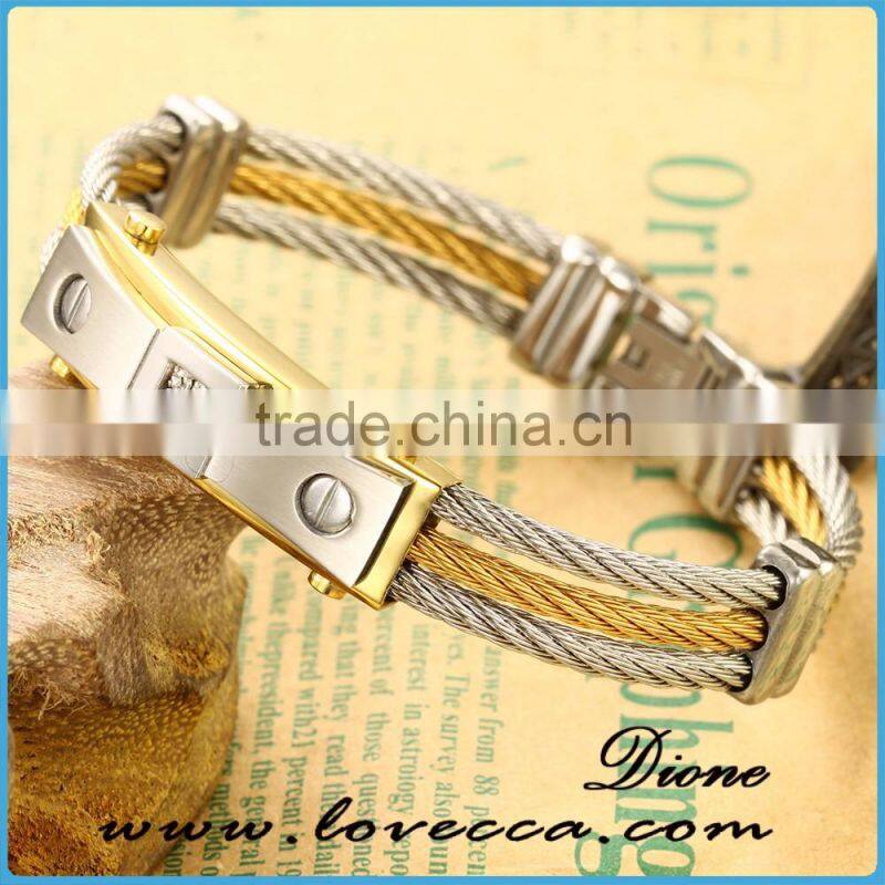 Cubic zirconia inlaid Jewelry 316l stainless steel cuff bracelet men