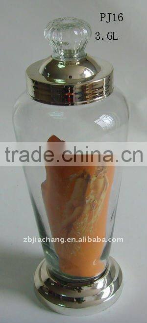 3.6L glass ginseng jar with metal rack PJ16