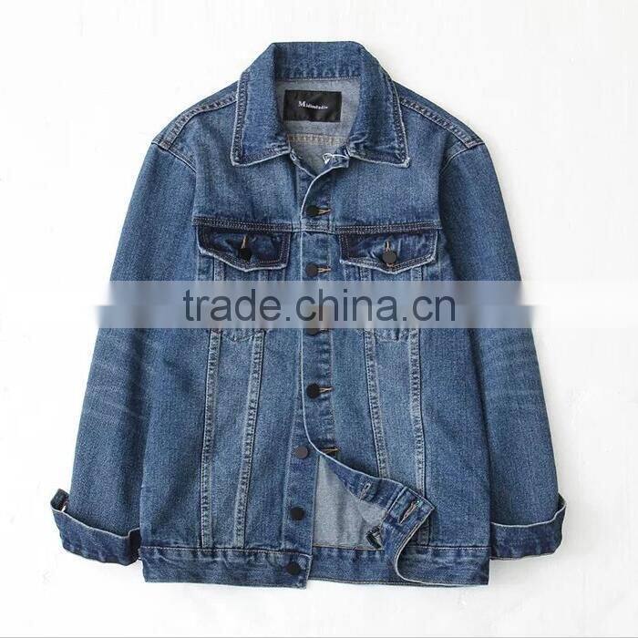 2017 new casual loose jackets long sleeve washed jeans coat for womens