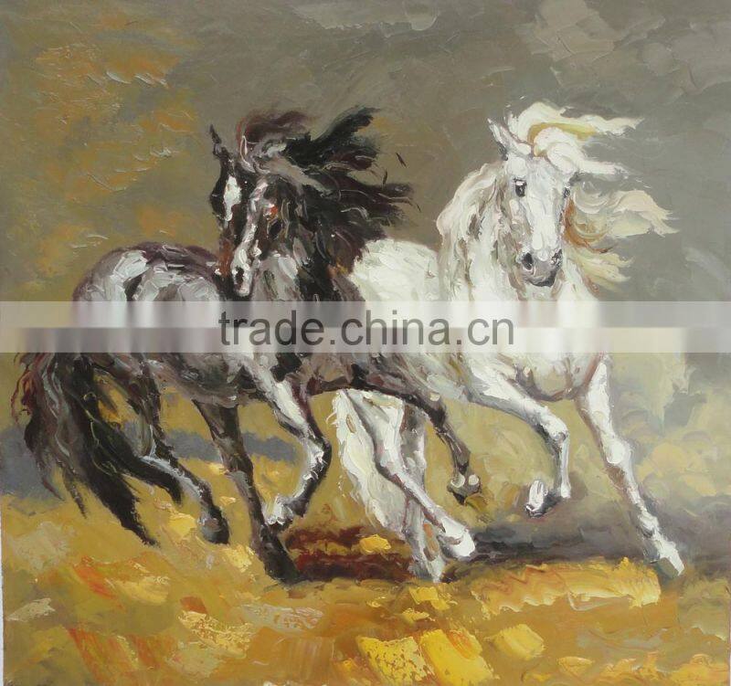 Palette Knife Oil Painting of Running Horses