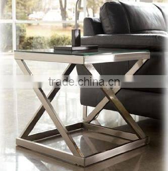 Stainless steel brass frame square metal glass coffee table high qualtiy