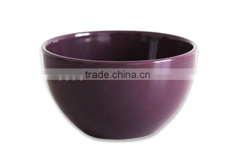 ceramic round bowl stoneware dark purple rice bowl cereal bowl
