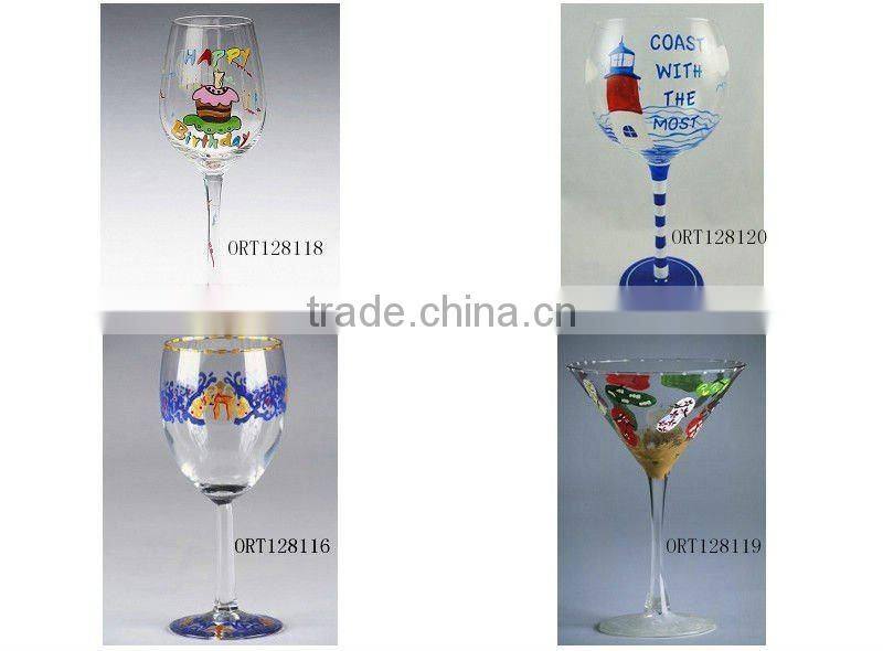 christmas gift hand painted wine glass