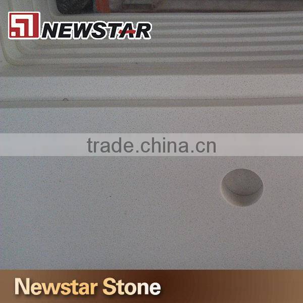 US standard pure color fine grain white quartz tile