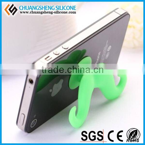 Newest ! lovely beard shape novelty silicone mobile phone holder