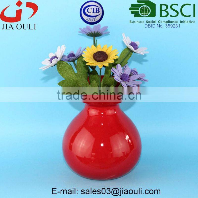 Valentines' day favor Heart shape ceramic vase white glazed