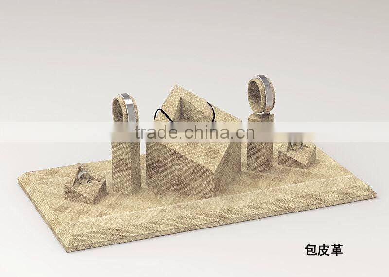 Fashion design earring ring necklace display stand custom leather jewelry display set
