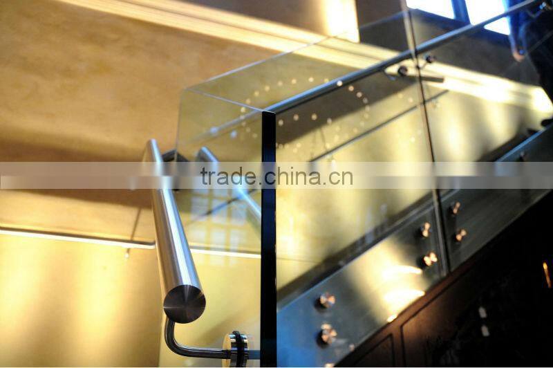 JINXIN Stainless steel shoe base glass rails_U Shaped Channel frameless Glass Balustrade