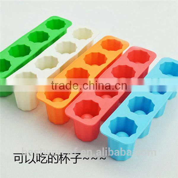 Silicone Cup Design Freeze Ice Cube Tray Jelly Chocolate Mold Mould 4 shots