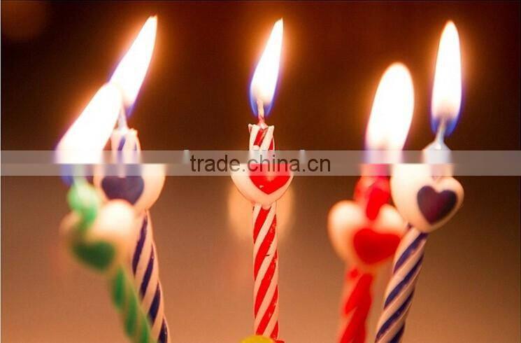 Love Heart Colour Screw Thread Birthday Candle Wholesale