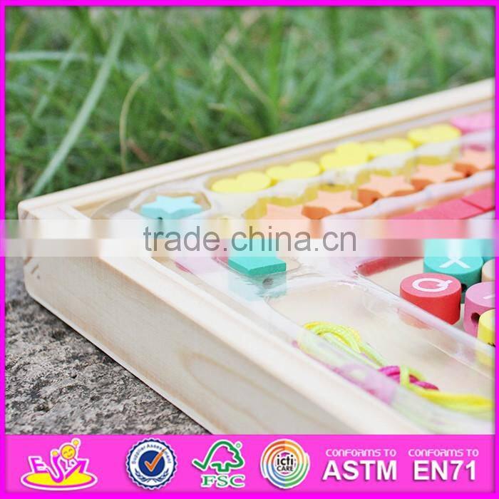 2016 new design funny wooden threading beads for toddlers W11E062
