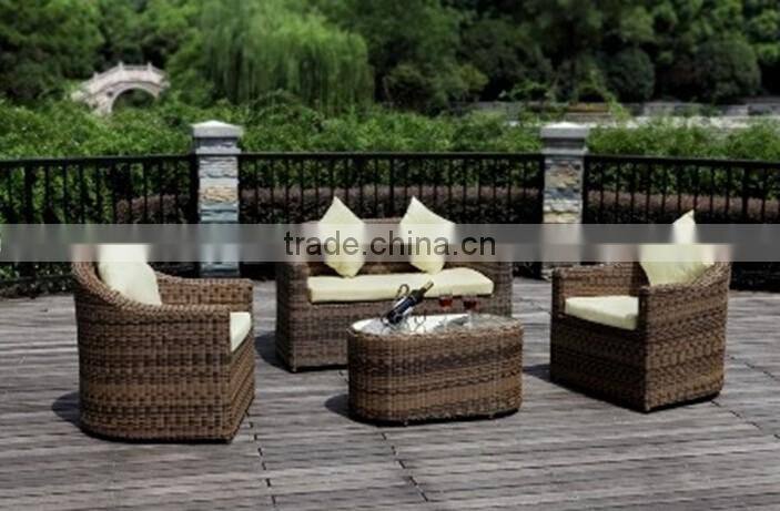 Outdoor 4pcs Waterproof Brown Wicker PE rattan garden furniture