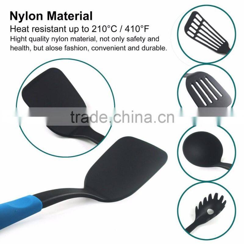 Amazon hot FDA multi color Heat Resistant silicone kitchen utensils,silicone 5-pcs cooking utensils