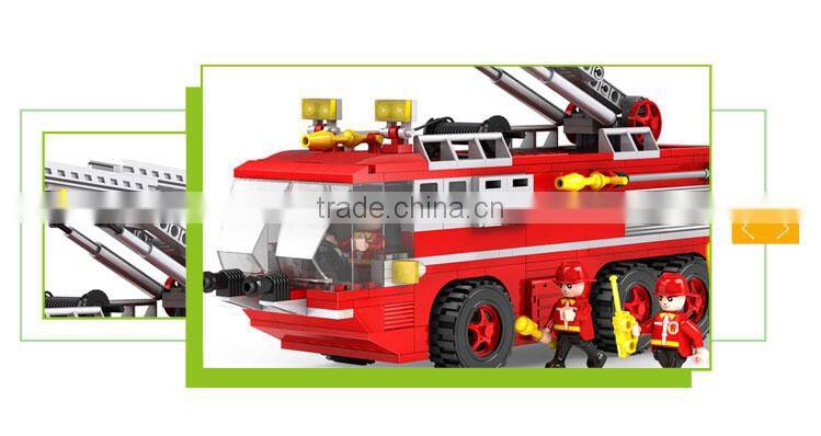 Intelligence 3D fire truck puzzle plastic building connector toys