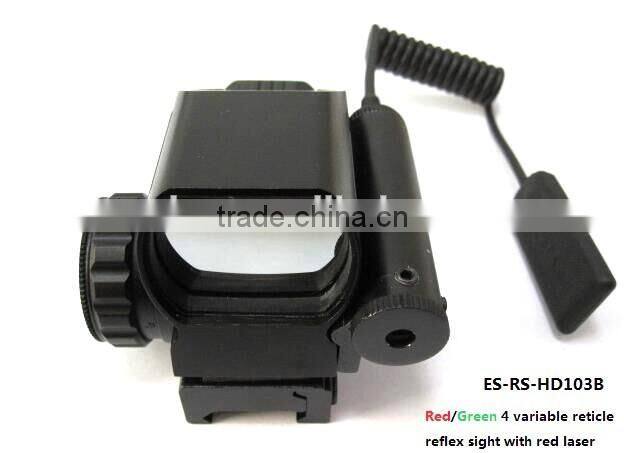 Erains TAC Optics Tactical Reflex Sight with 4 variable red dot reticles scope with red laser sight attached