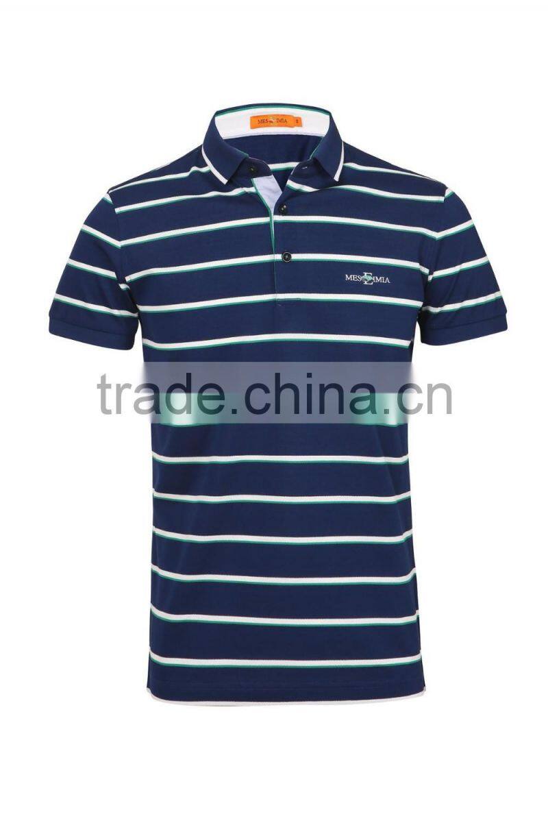 Men 100%cotton vertical striped men's polo shirt