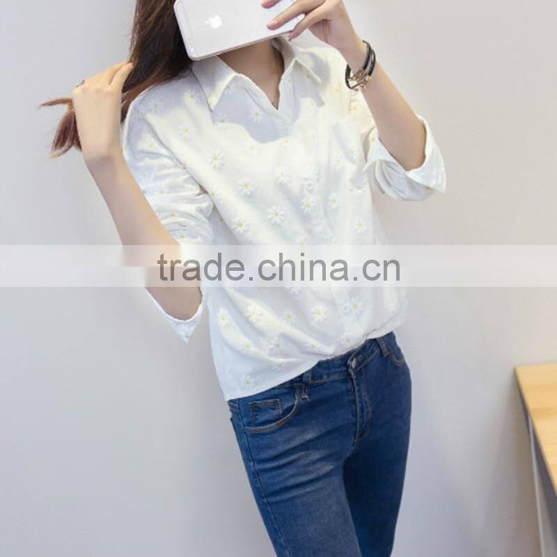 New Design 100% Cotton Plain Dyed Blouse / Formal Shirt For Women