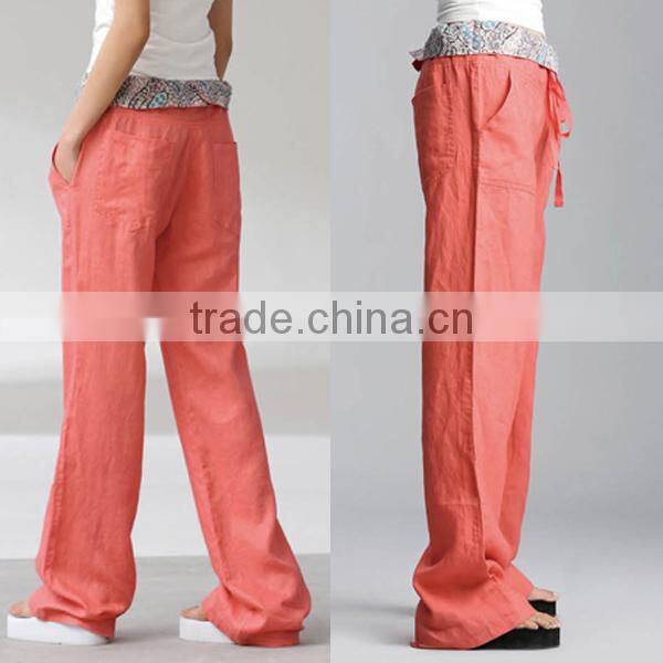 2015 autumn women's garment clothing factory new arrival casual smart loose fit linen cotton female trouser