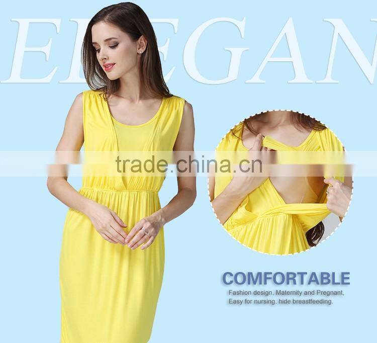 Comfortable Cotton Stretch Maternity Loose Dress Pregnant Clothes Low MOQ Breastfeeding
