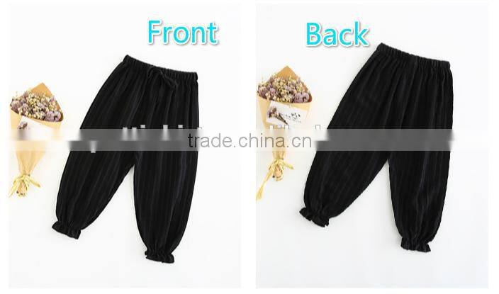Boys and girls pure color cotton lantern pants children's clothing wavy striped pants