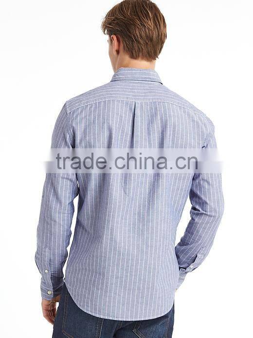 Mens custom dress 100% cotton novelty stripe long sleeve shirt