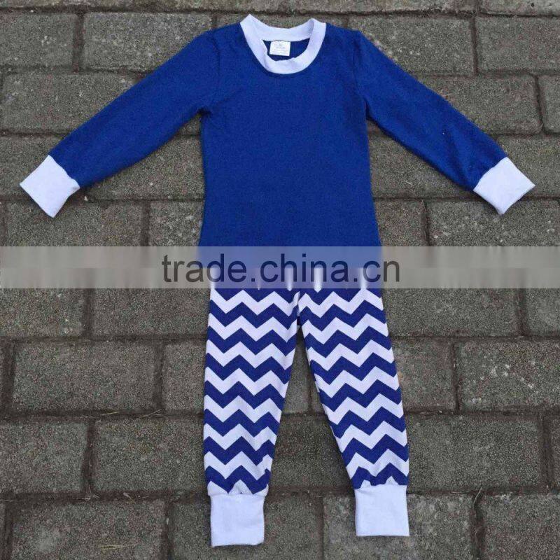 2015 Newest Wholesale China long sleeve strip Christmas Red and Green Chevron Pajamas kids