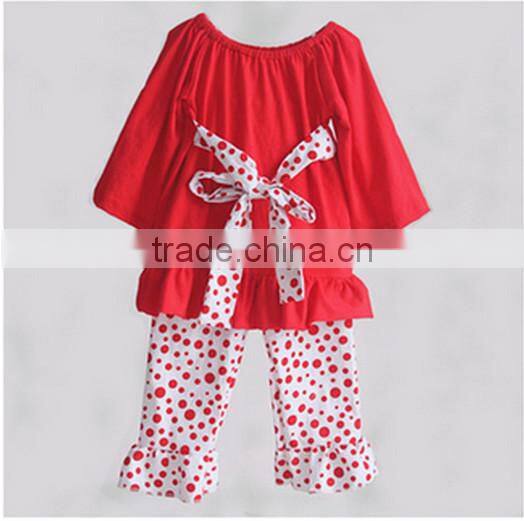 2015 EasterNew Design fashion girl Cotton Outfit With Ruffles Kids Boutique long sleeve green Outfit Baby Clothes Set