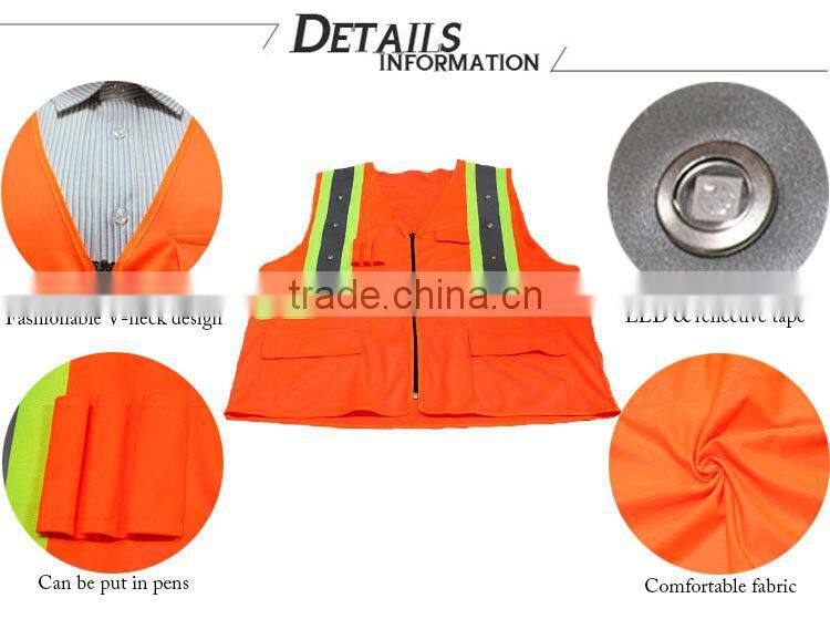 LED light reflective safety straps vest