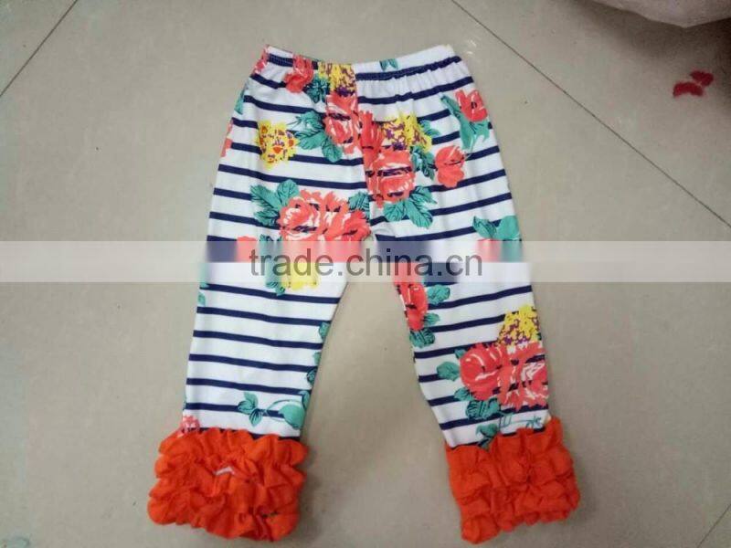 Cheap High Quality printing 100% made of cotton soft short & pants girl ruffle pants