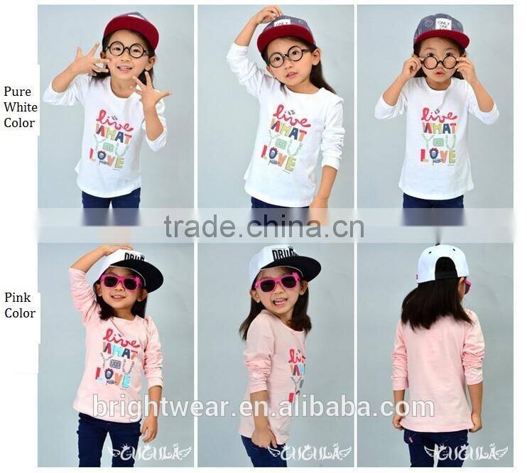Children's 100% cotton long sleeve t shirt with lovely printing under shirt bottom shirt