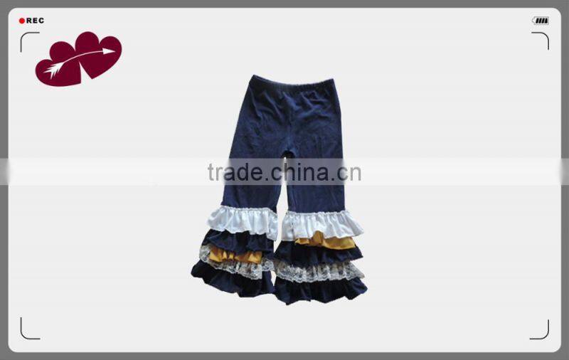 2017 wholesale kids clothing Baby Girls ruffle lace pants children fall Cotton Capris