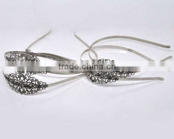 Wholesale Silver Tone Flower Headbands Hair Band 4.7mm wide