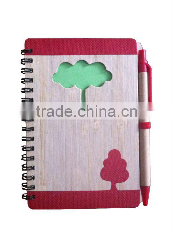 Spiral bound graph paper notebook hard bamboo cover