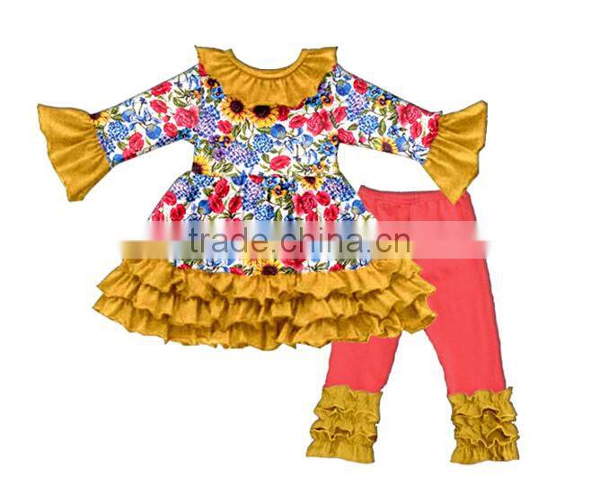 2017 New Style Halloween Holiday Clothes Sets Pumpkin Remake Frock Designs Baby Girl Boutique Clothing Sets