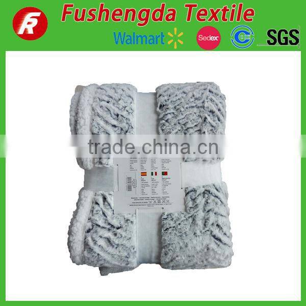 High quality blanket factory china solid color PV plush faux fur throw/mexican blanket