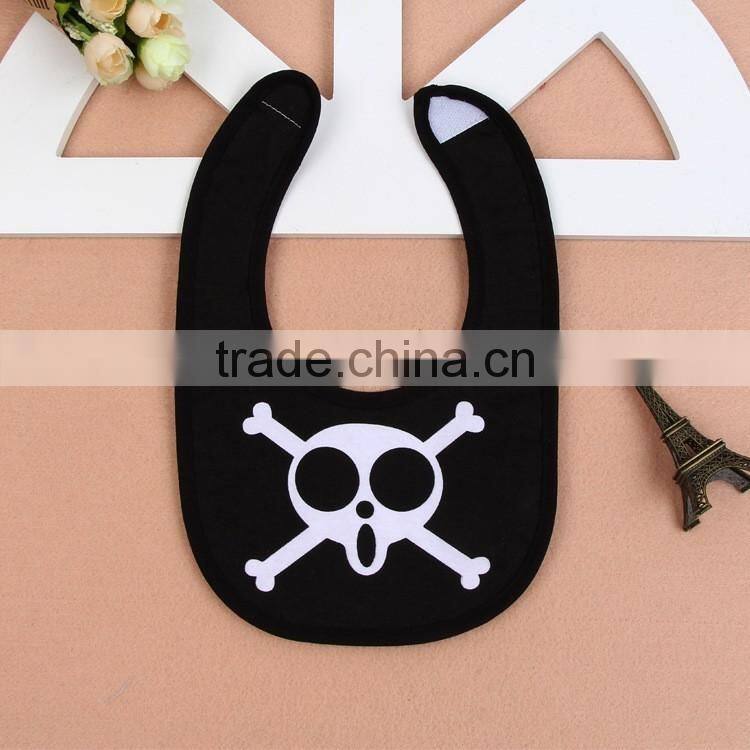cotton fabric with peva backing alternative skull crossbones baby bib