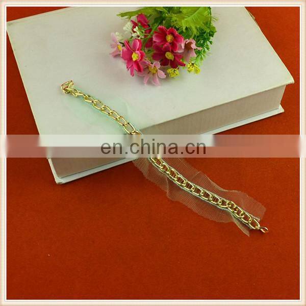 hot sale fashion tulle lace with gold metal chain for garment decorations