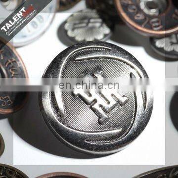 custom brand logo aluminum metal jeans button