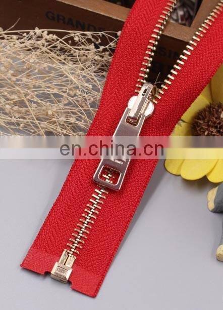 Hot sale teeth open-end colorful metal zippers custom fashion zipper for clothes accessories