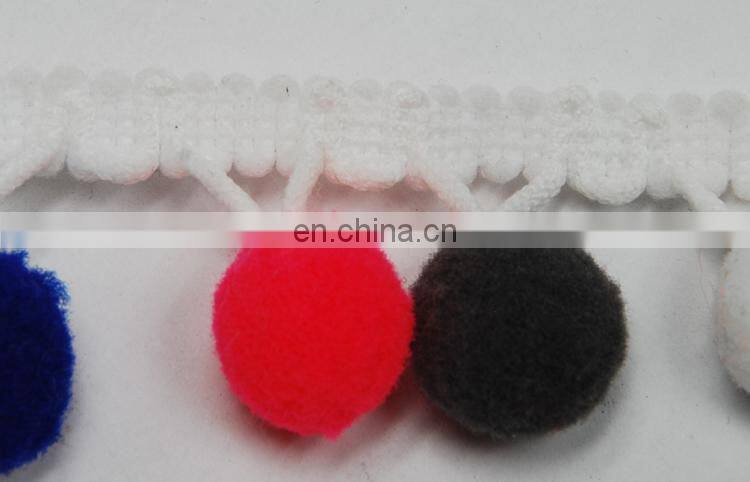 Custom cheap colorful pompom lace trimming