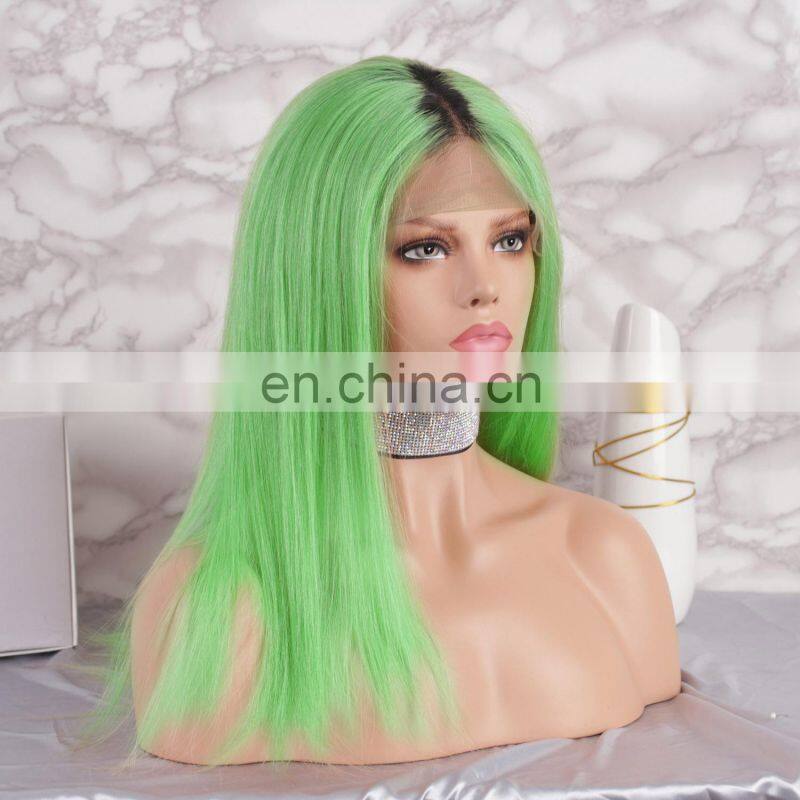 whosale price 2018 hot selling green color natural hairline full lace wig