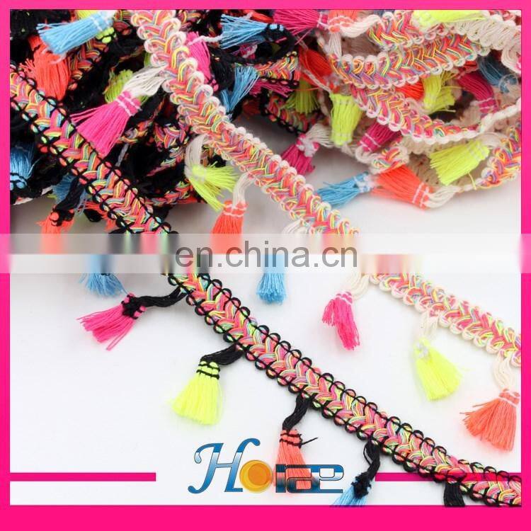 4.5cm width colorful tassel fringe tassel lace trim for garment