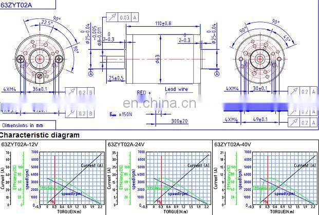 63ZYT02A 24V Permanent Magnet 100W dc Motor rated 24volt 0.31Nm 3000RPM
