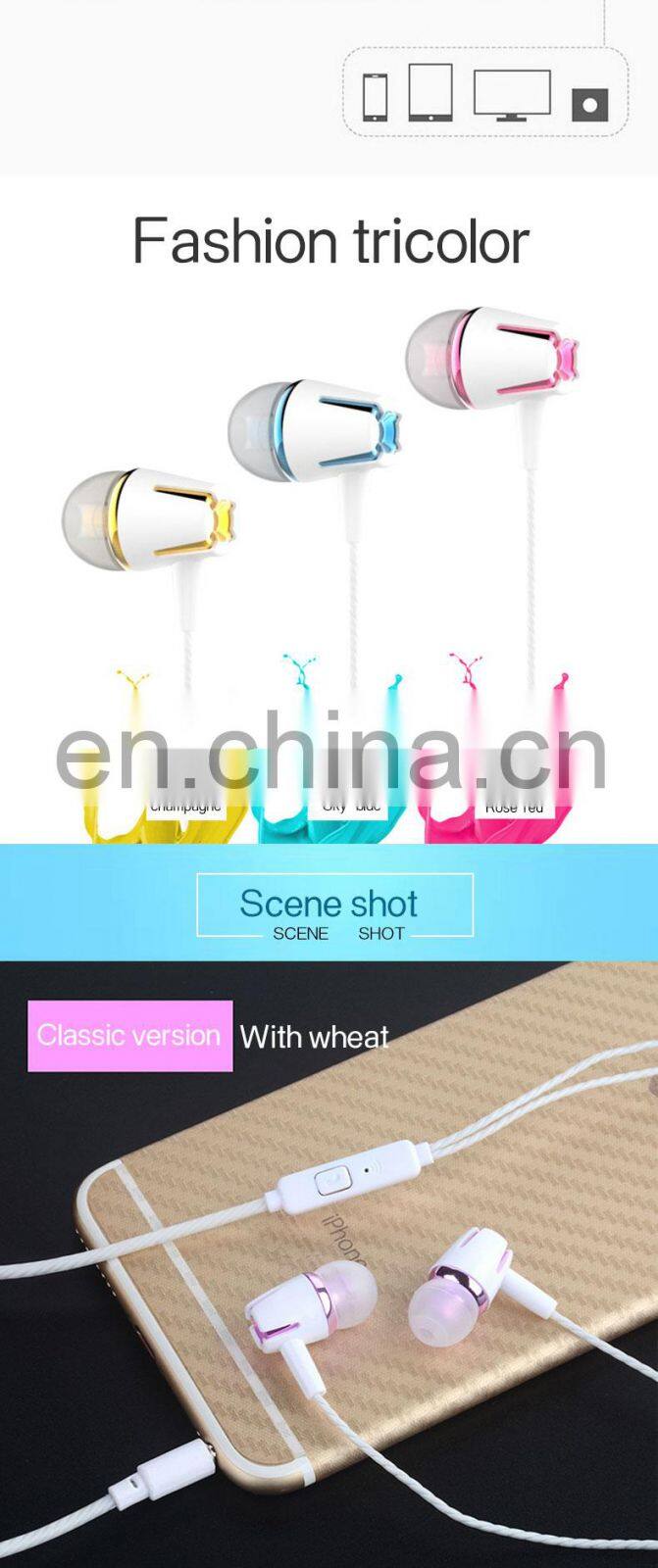 Golden Sky Wired Noise Cancelling Cheaper Earbuds Earphone Sports Stereo Headphone Headset In Ear Wired Earphone Oem Factory